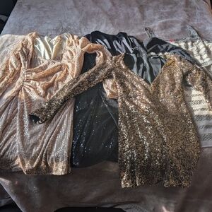 Lot of Four Sequin Mini Dresses